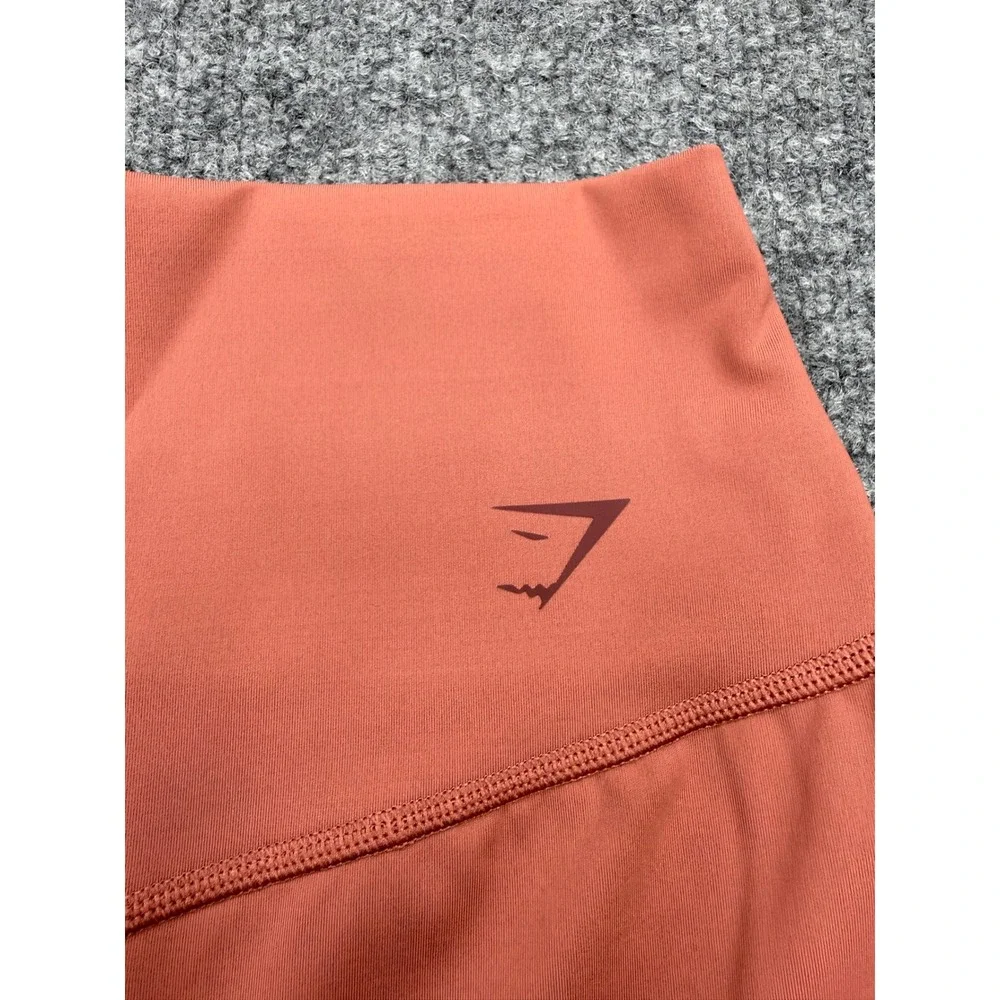 Gymshark Womens Medium Terracotta Clay High‎ Waisted Biker Shorts Activewear Top